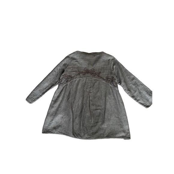 soft surroundings women’s L button down tunic embroidered top flowy gray cotton - Picture 3 of 16